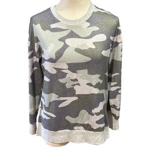 Ecowish Green/Gray Camo  Pullover‎ Sweatshirt Long-Sleeve, Size S